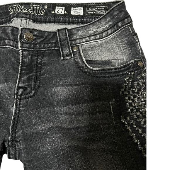 Miss Me Silver Tribal Thigh Grey Signature Skinny Jeans - Picture 5 of 5